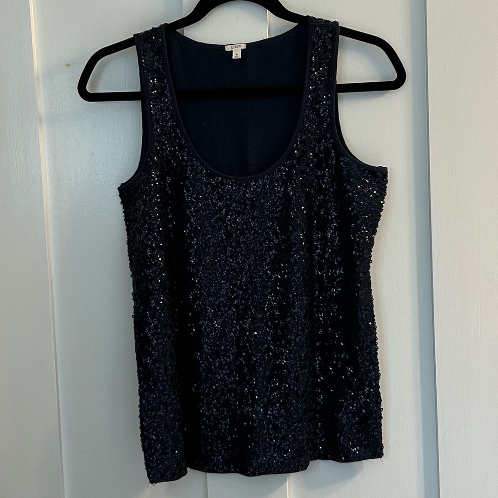 Jcrew Women Navy Sequin Tank Top